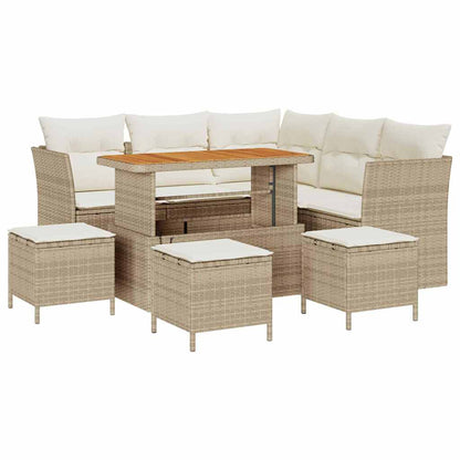 Garten-Sofa-Set mit Kissen mit Speicher 9 pcs Beige und Creme