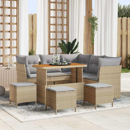 vidaXL Garten-Sofa-Set mit Kissen 9 pcs Beige und Hellgrau