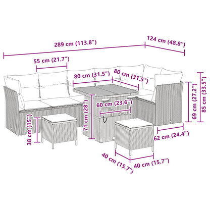 vidaXL Garten-Sofa-Set mit Kissen mit Speicher 9 pcs Schwarz