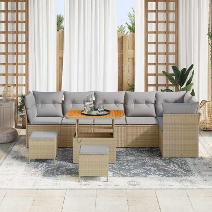 vidaXL Garten-Sofa-Set mit Kissen 9 pcs Beige und Hellgrau
