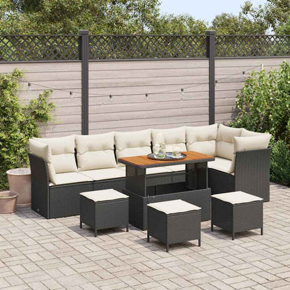 vidaXL Garten-Sofa-Set mit Kissen 10 pcs Schwarz und Creme