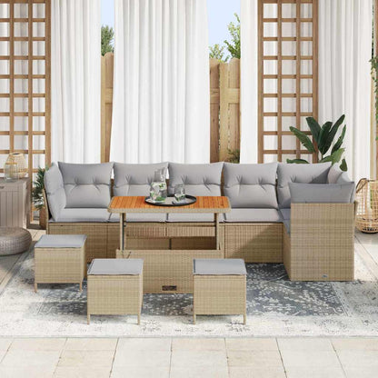 vidaXL Garten-Sofa-Set mit Kissen 10 pcs Beige und Hellgrau