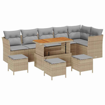 vidaXL Garten-Sofa-Set mit Kissen 10 pcs Beige und Hellgrau