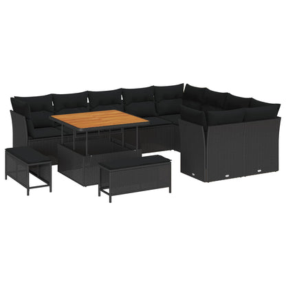 vidaXL Salon de jardin avec coussins et rangement 12 pcs Noir