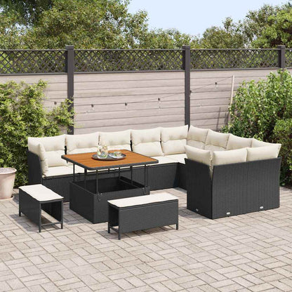Garten-Sofa-Set mit Kissen 12 pcs Schwarz und Creme