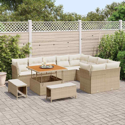 vidaXL Canapé d'angle de jardin avec coussins et coffre de rangement 12 pcs Beige et crème