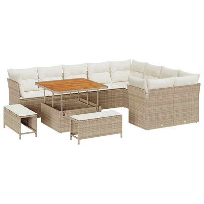 vidaXL Canapé d'angle de jardin avec coussins et coffre de rangement 12 pcs Beige et crème