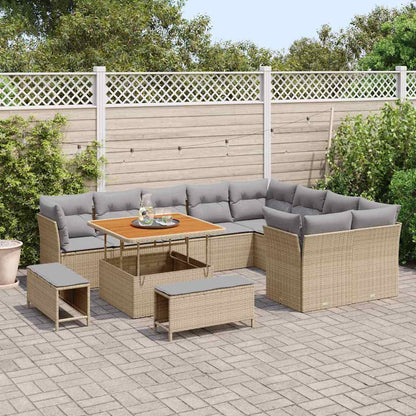 vidaXL Garten-Sofa-Set mit Kissen 12 pcs Beige und Hellgrau