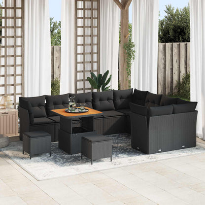 vidaXL Salon de jardin avec coussins et rangement 12 pcs Noir