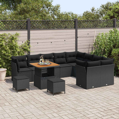 vidaXL Salon de jardin avec coussins et rangement 12 pcs Noir