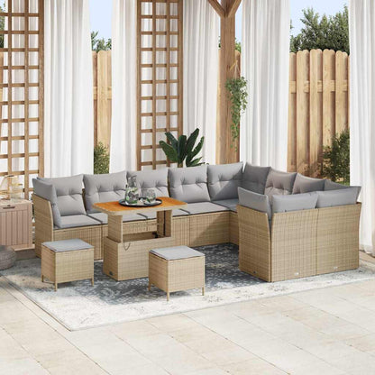 Garten-Sofa-Set mit Kissen 12 pcs Beige und Hellgrau