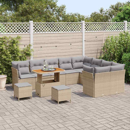 Garten-Sofa-Set mit Kissen 12 pcs Beige und Hellgrau