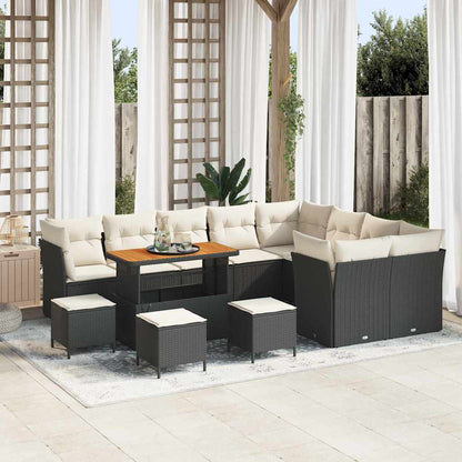 Garten-Sofa-Set mit Kissen 13 pcs Schwarz und Creme