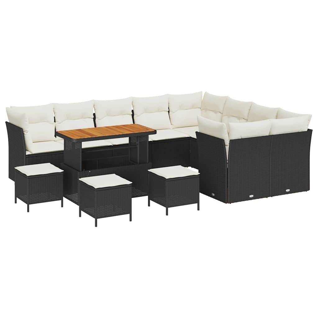 Garten-Sofa-Set mit Kissen 13 pcs Schwarz und Creme