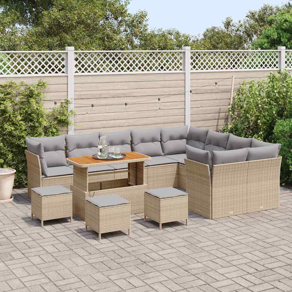Garten-Sofa-Set mit Kissen 13 pcs Beige und Hellgrau