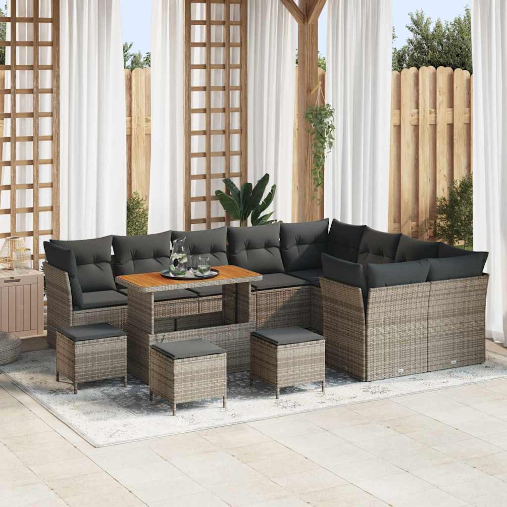 Garten-Sofa-Set mit Kissen mit Speicher 13 pcs Grau
