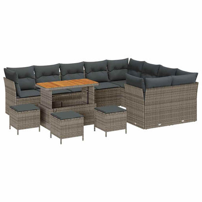 Garten-Sofa-Set mit Kissen mit Speicher 13 pcs Grau