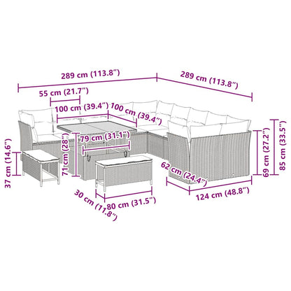 vidaXL Salon de jardin avec coussins 13 pcs Beige et crème Résine tressée