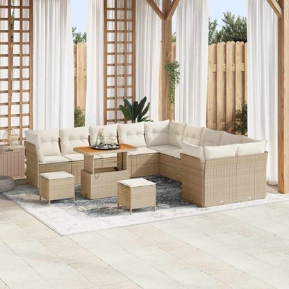 Garten-Sofa-Set mit Kissen mit Speicher 13 pcs Beige und Creme