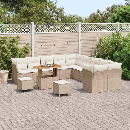 Garten-Sofa-Set mit Kissen mit Speicher 13 pcs Beige und Creme