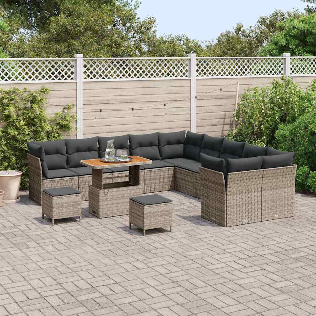 Garten-Sofa-Set mit Kissen mit Speicher 13 pcs Grau