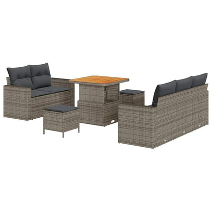 Garten-Sofa-Set mit Kissen mit Speicher 8 pcs Grau