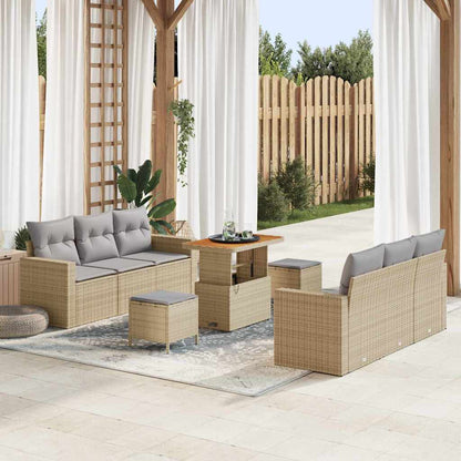Garten-Sofa-Set mit Kissen 9 pcs Schwarz und Hellgrau
