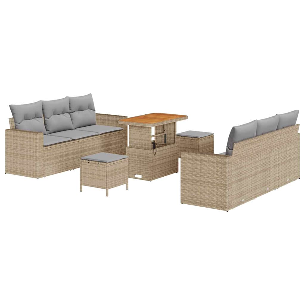 Garten-Sofa-Set mit Kissen 9 pcs Schwarz und Hellgrau