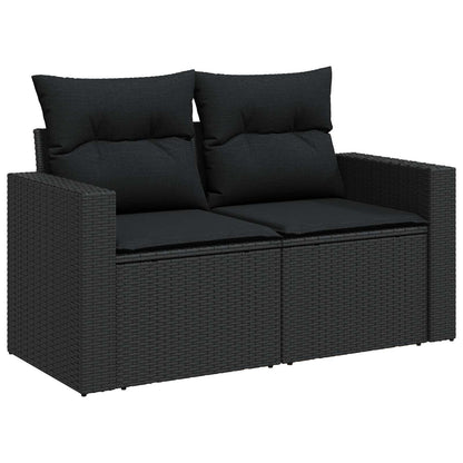 Garten-Sofa-Set mit Kissen mit Speicher 10 pcs Schwarz