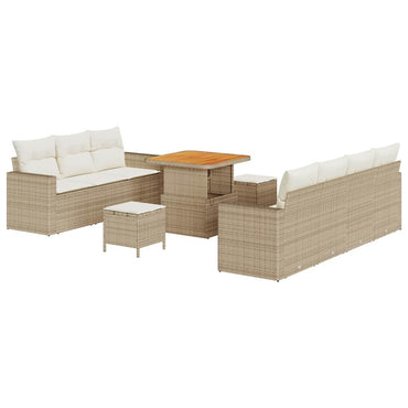 vidaXL Garten-Sofa-Set mit Kissen mit Speicher 10 pcs Beige und Creme