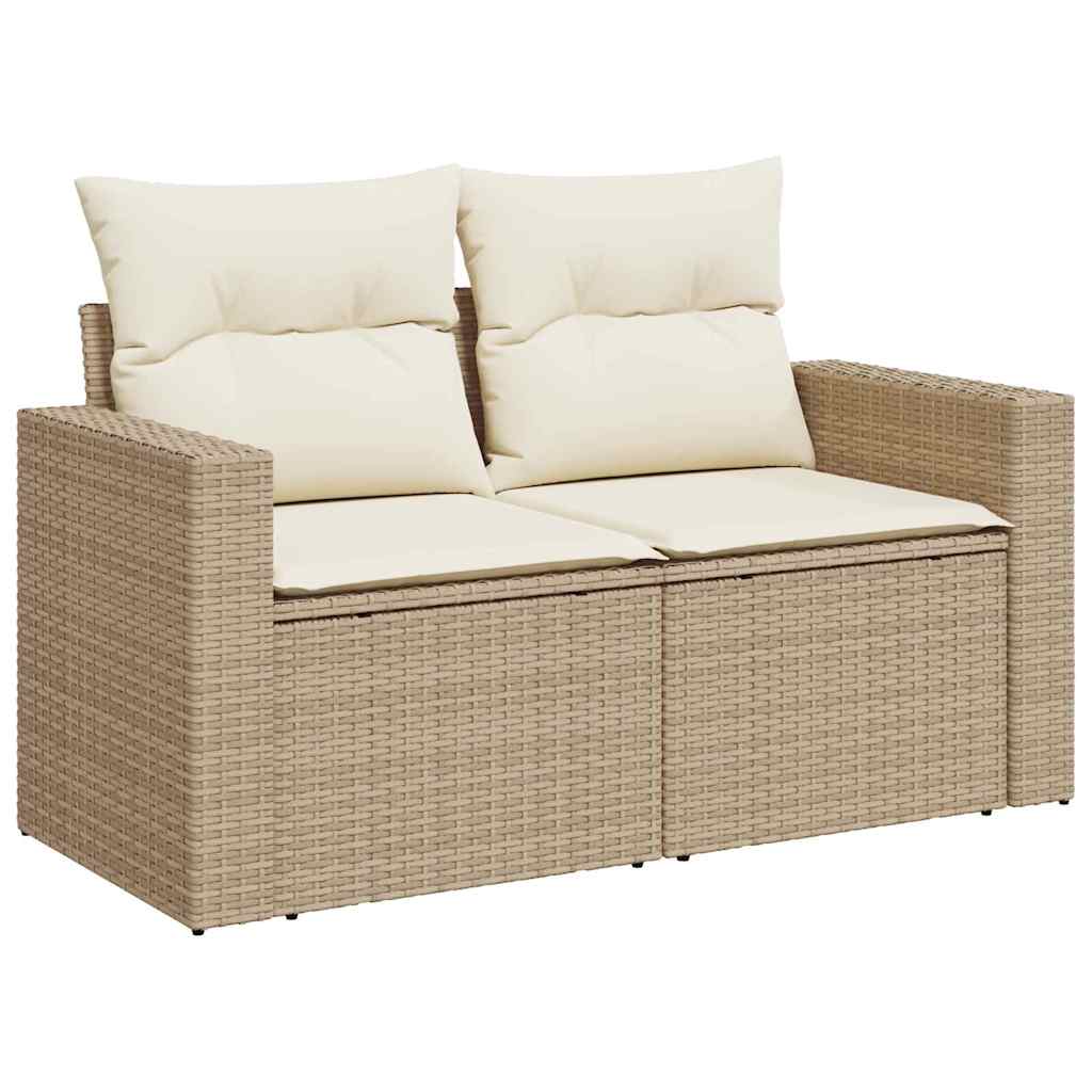 vidaXL Garten-Sofa-Set mit Kissen mit Speicher 10 pcs Beige und Creme