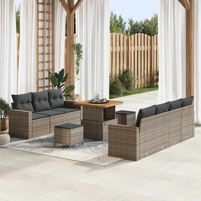 vidaXL Garten-Sofa-Set mit Kissen mit Speicher 10 pcs Grau