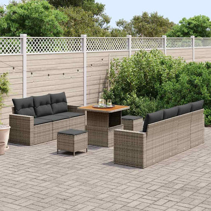 vidaXL Garten-Sofa-Set mit Kissen mit Speicher 10 pcs Grau