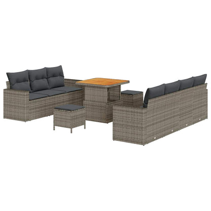 vidaXL Garten-Sofa-Set mit Kissen mit Speicher 10 pcs Grau