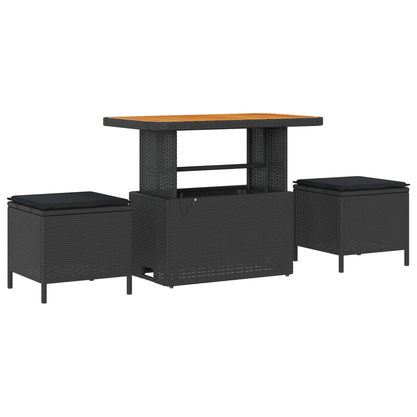 vidaXL Garten-Sofa-Set mit Kissen mit Speicher 10 pcs Schwarz
