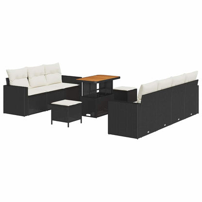 Garten-Sofa-Set mit Kissen 10 pcs Schwarz und Creme