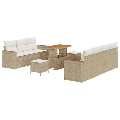 Garten-Sofa-Set mit Kissen mit Speicher 10 pcs Beige und Creme