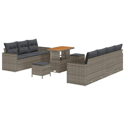 vidaXL Garten-Sofa-Set mit Kissen mit Speicher 10 pcs Grau