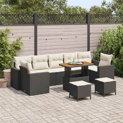 Gartensofa-set mit Kissen 13 pcs Beige und Creme Poly-Rattan
