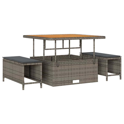 vidaXL Gartensofa-set mit Kissen 9 pcs Grau Poly-Rattan
