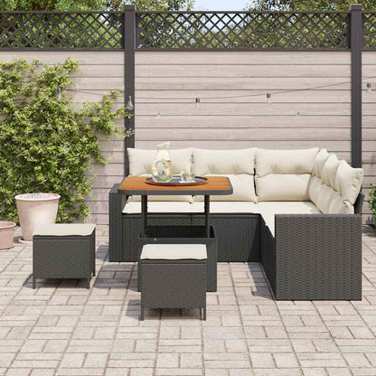 vidaXL Gartensofa-set mit Kissen 9 pcs Schwarz und Creme Poly-Rattan