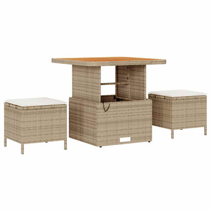 vidaXL Gartensofa-set mit Kissen 9 pcs Beige und Creme Poly-Rattan