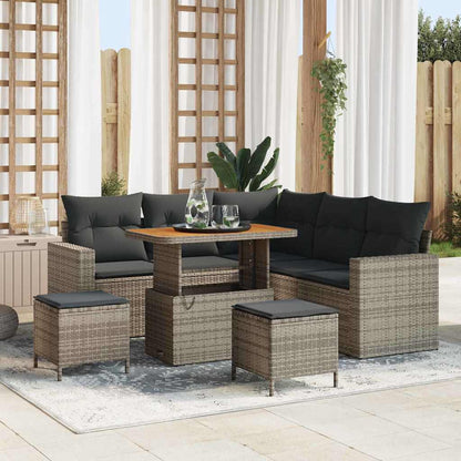 vidaXL Gartensofa-set mit Kissen 9 pcs Grau Poly-Rattan