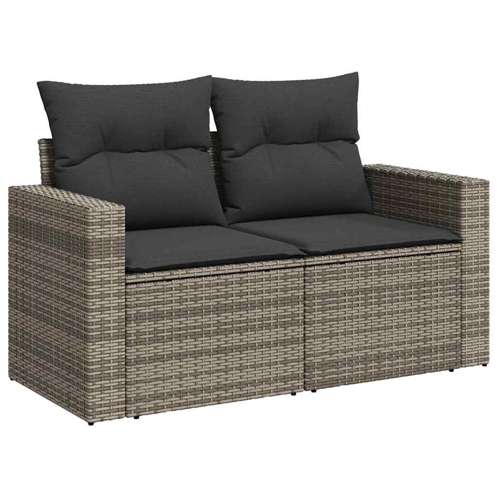vidaXL Gartensofa-set mit Kissen 9 pcs Grau Poly-Rattan