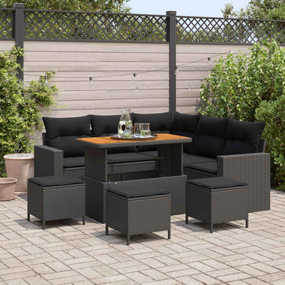 vidaXL Gartensofa-set mit Kissen 10 pcs Schwarz Poly-Rattan