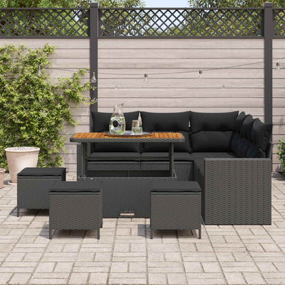 vidaXL Gartensofa-set mit Kissen 10 pcs Schwarz Poly-Rattan