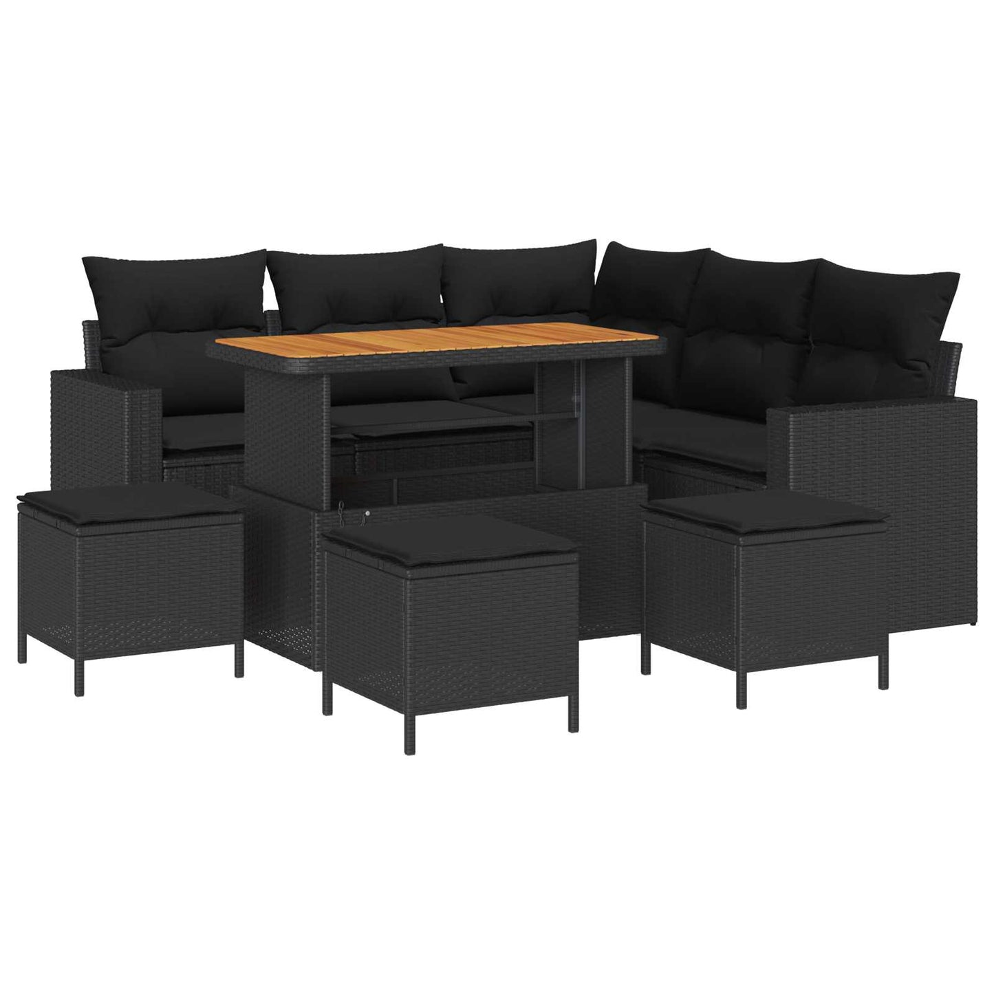 vidaXL Gartensofa-set mit Kissen 10 pcs Schwarz Poly-Rattan