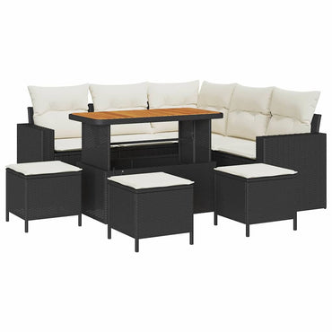 vidaXL Ensemble de canapé de jardin avec coussins 10 pcs Noir et crème Résine tressée