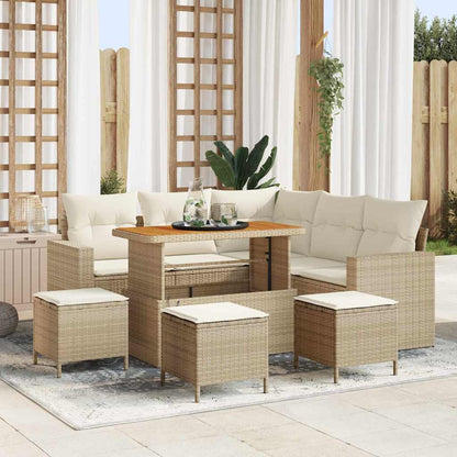 Gartensofa-set mit Kissen 10 pcs Beige und Creme Poly-Rattan