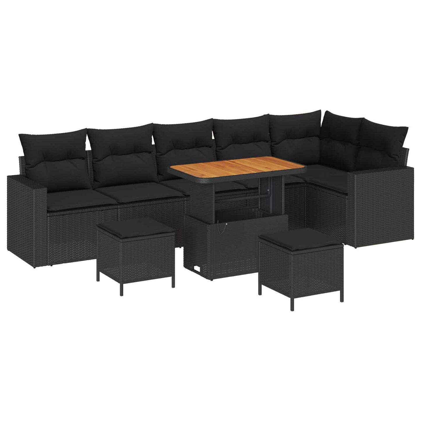 Gartensofa-set mit Kissen 11 pcs Schwarz Poly-Rattan